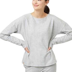 Tentree Clay Crewneck Sustainable Slouchy Women XL Cozy Minimalist Boatneck Grey